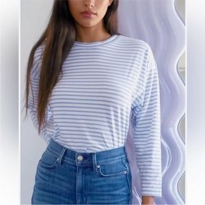 AYR Light Blue & White striped French Fry Tee - XS